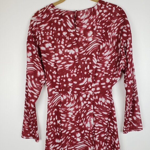 Maje Long Sleeve Midi Dress Twist Front Red White Size 2/Medium - Picture 6 of 9
